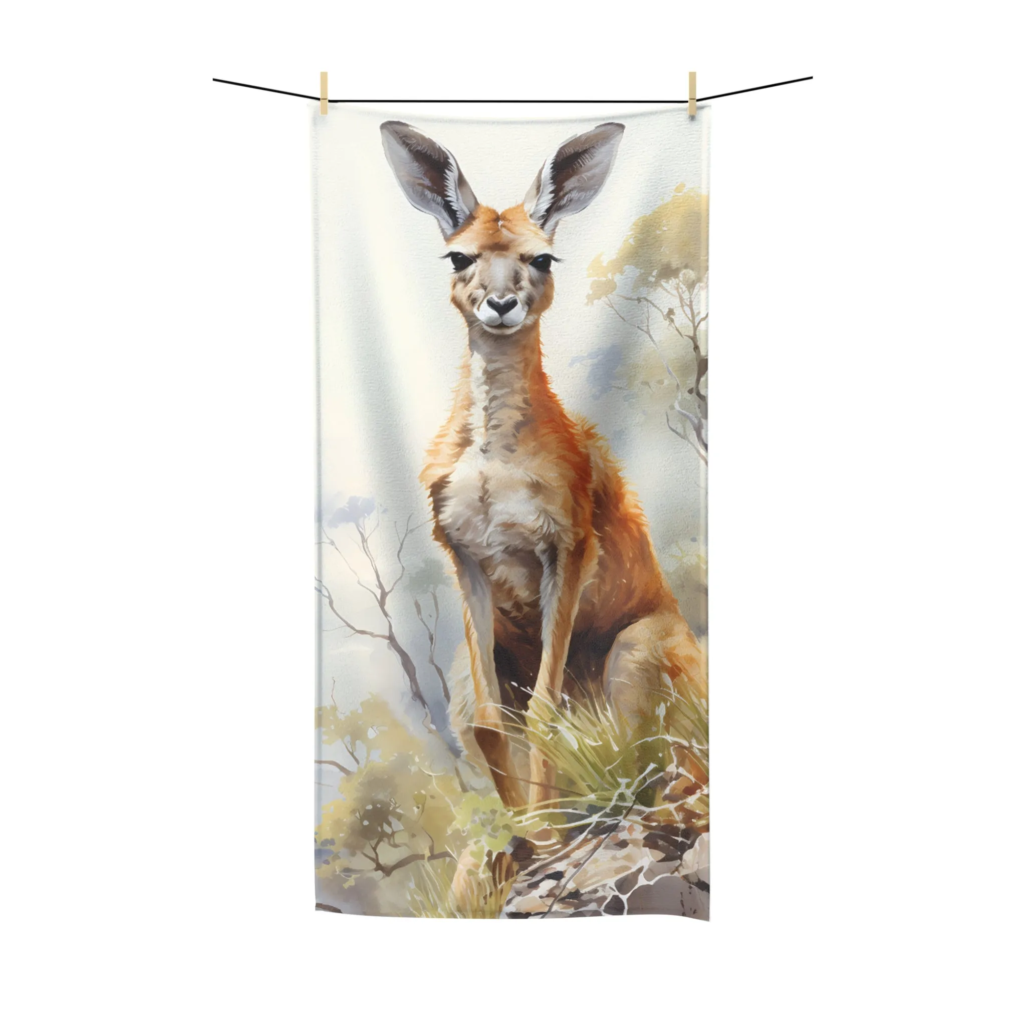 Beach Towel, Australian Animals, Kangaroo, Polycotton Towel