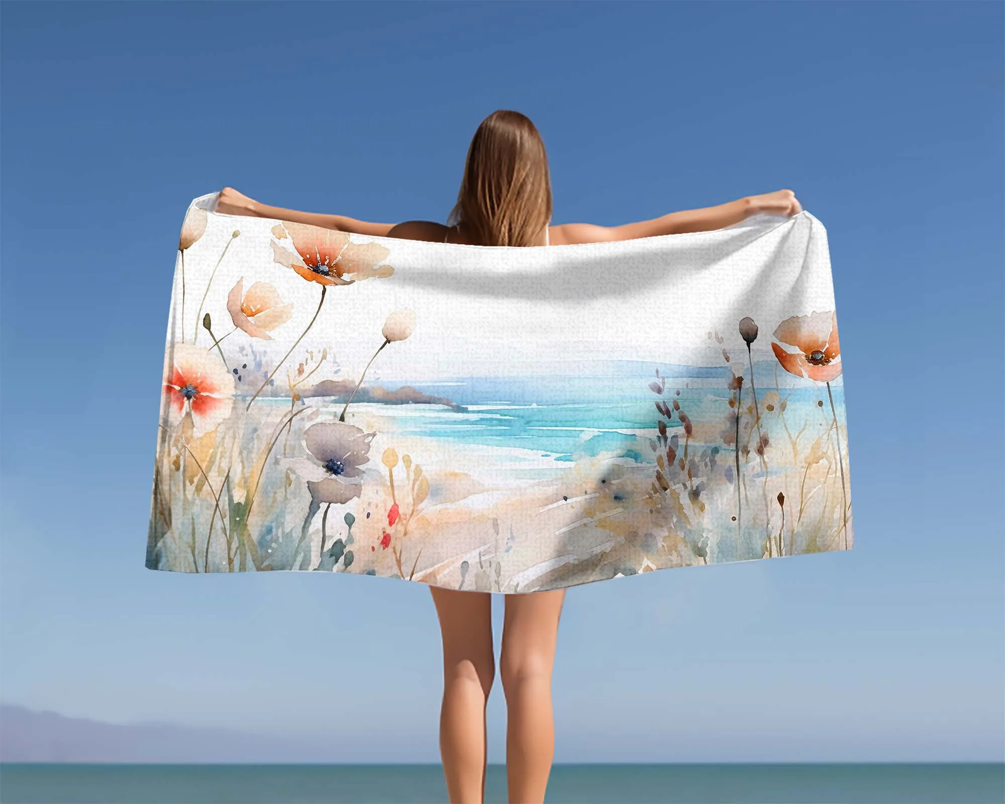 Beach Towel, Beach Scene, Polycotton Towel