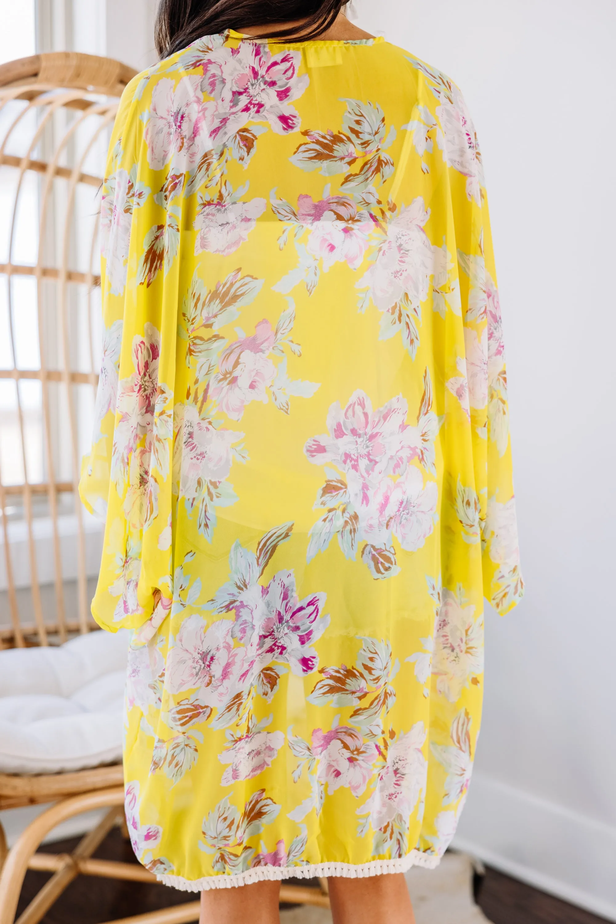 Bold Botanicals Yellow Floral Kimono