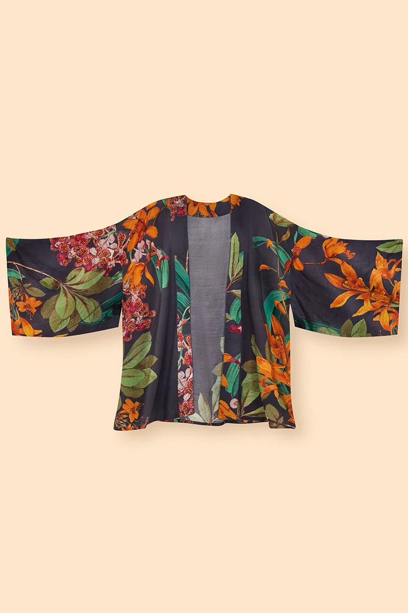 Botany Bliss Charcoal Kimono