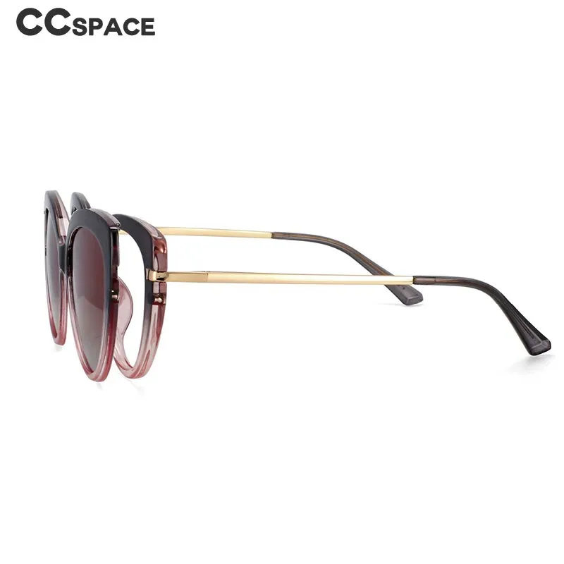 CCspace Unisex Full Rim Cat Eye Tr 90 Titanium Frame Eyeglasses Clip On Sunglasses 53673