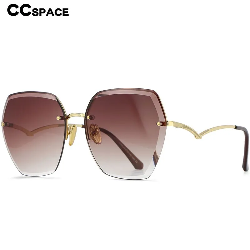 CCspace Women's Rimless Irregular Oval Alloy Frame Sunglasses 54591