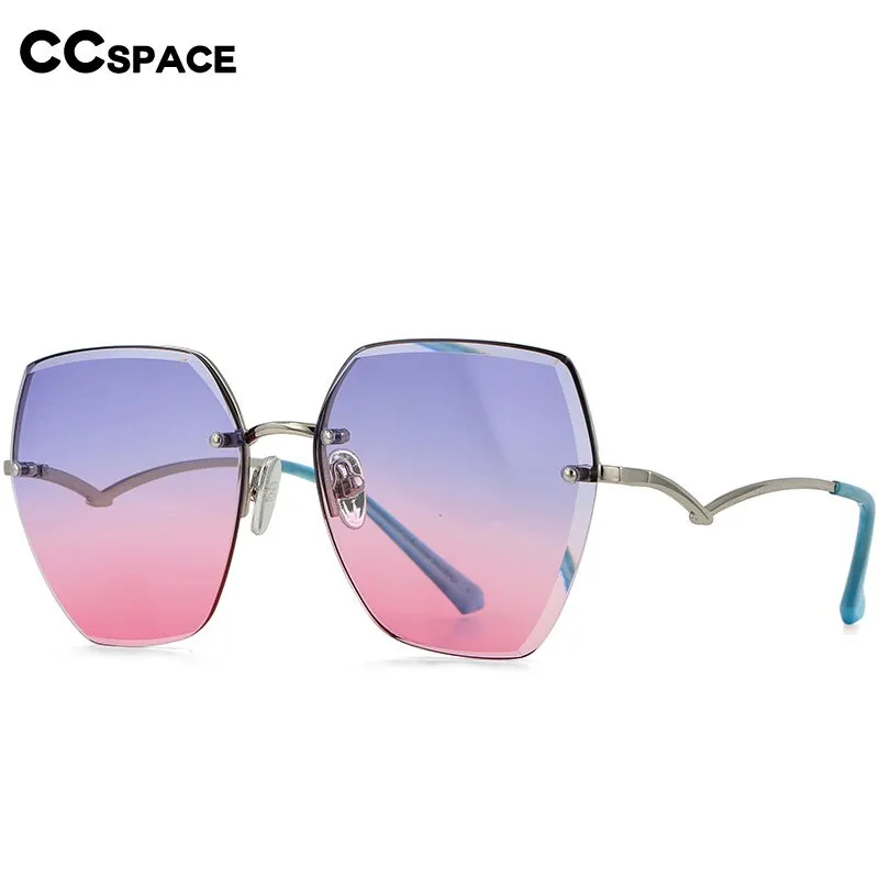 CCspace Women's Rimless Irregular Oval Alloy Frame Sunglasses 54591