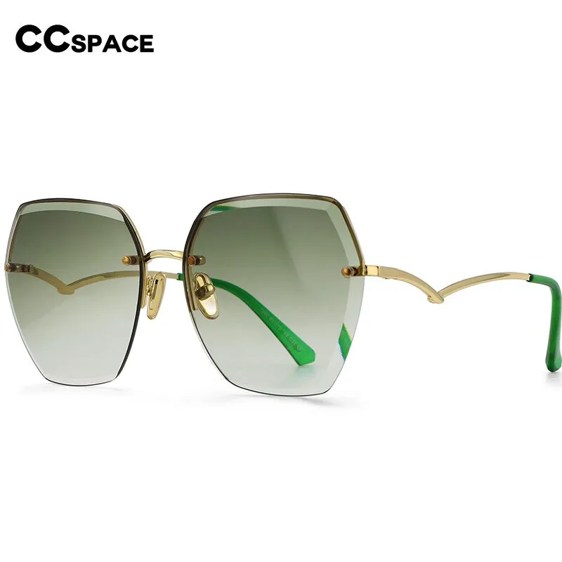 CCspace Women's Rimless Irregular Oval Alloy Frame Sunglasses 54591