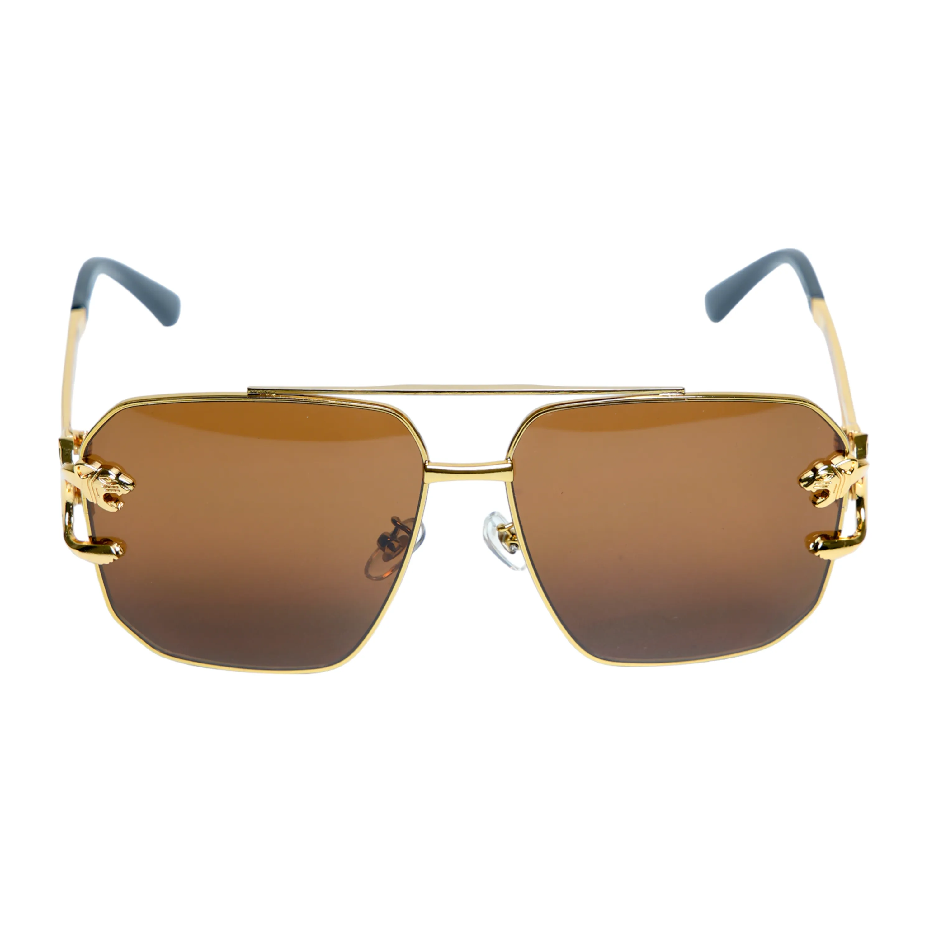 Chokore Chic Double Bridge Aviator Sunglasses (Golden & Brown)