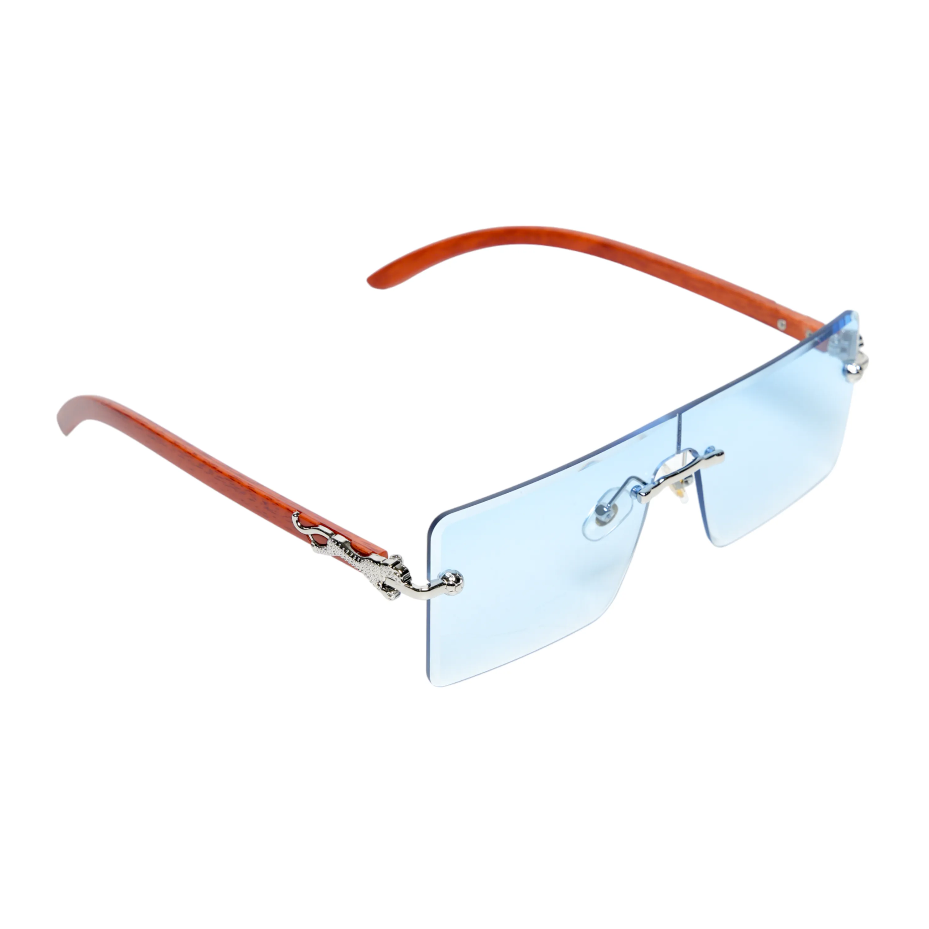 Chokore Rimless Leopard Square Sunglasses (Blue)