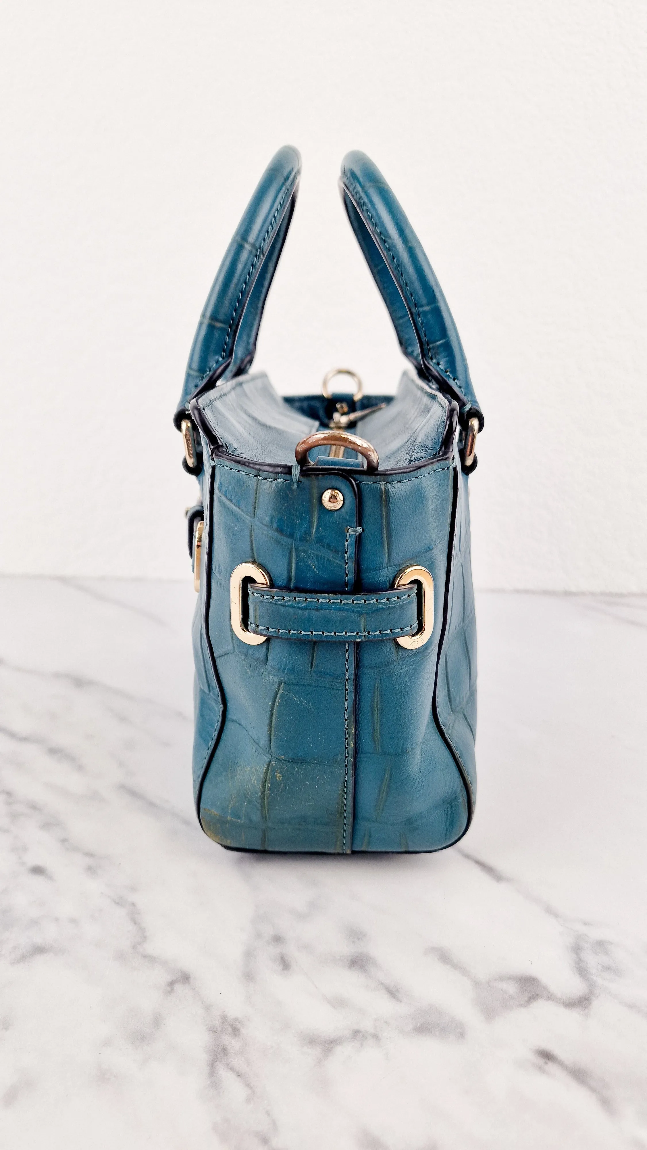 Coach Mini Blake Carryall in Teal Croc Embossed Leather - Handbag Crossbody Bag - Coach F37665