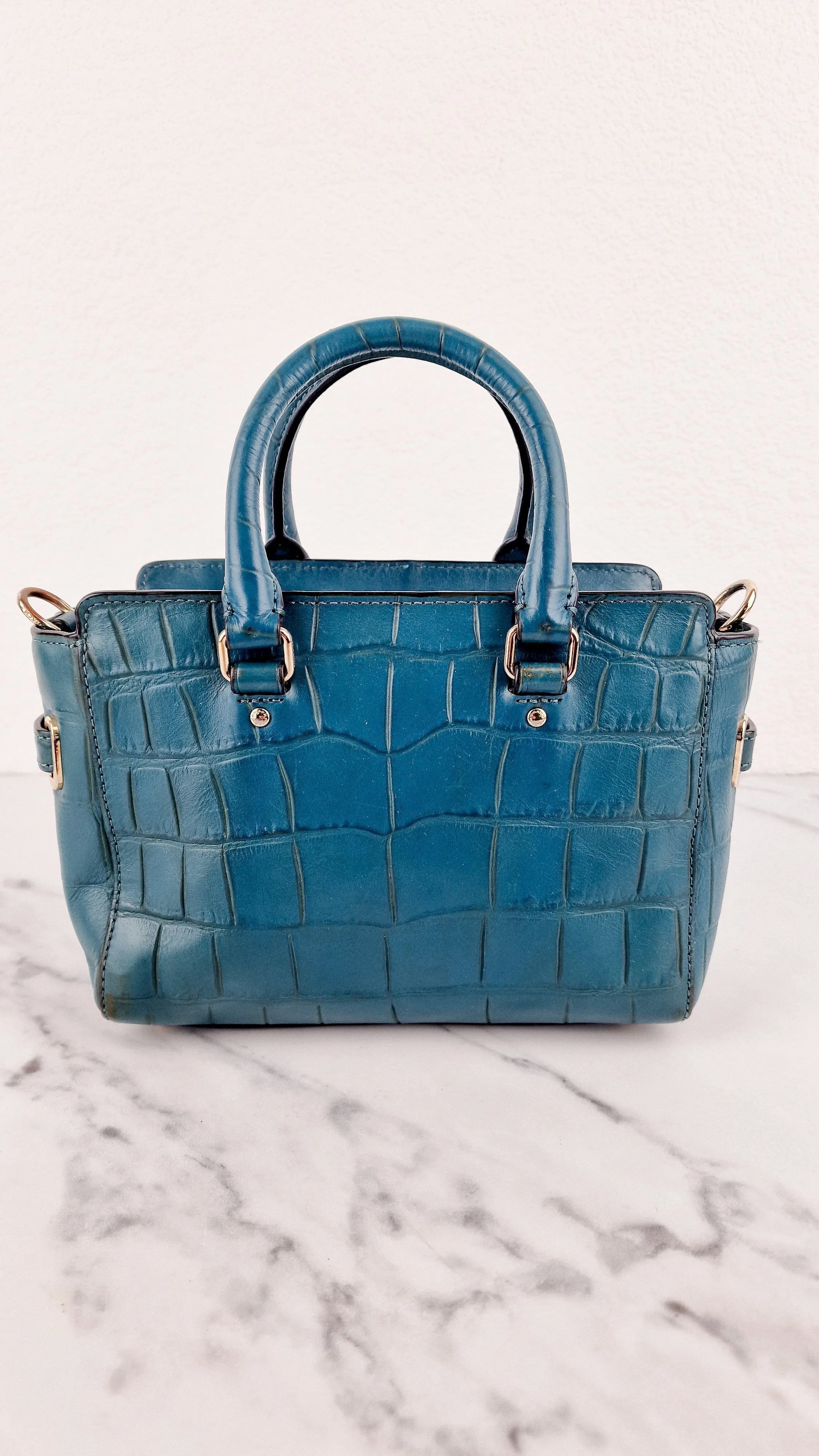 Coach Mini Blake Carryall in Teal Croc Embossed Leather - Handbag Crossbody Bag - Coach F37665