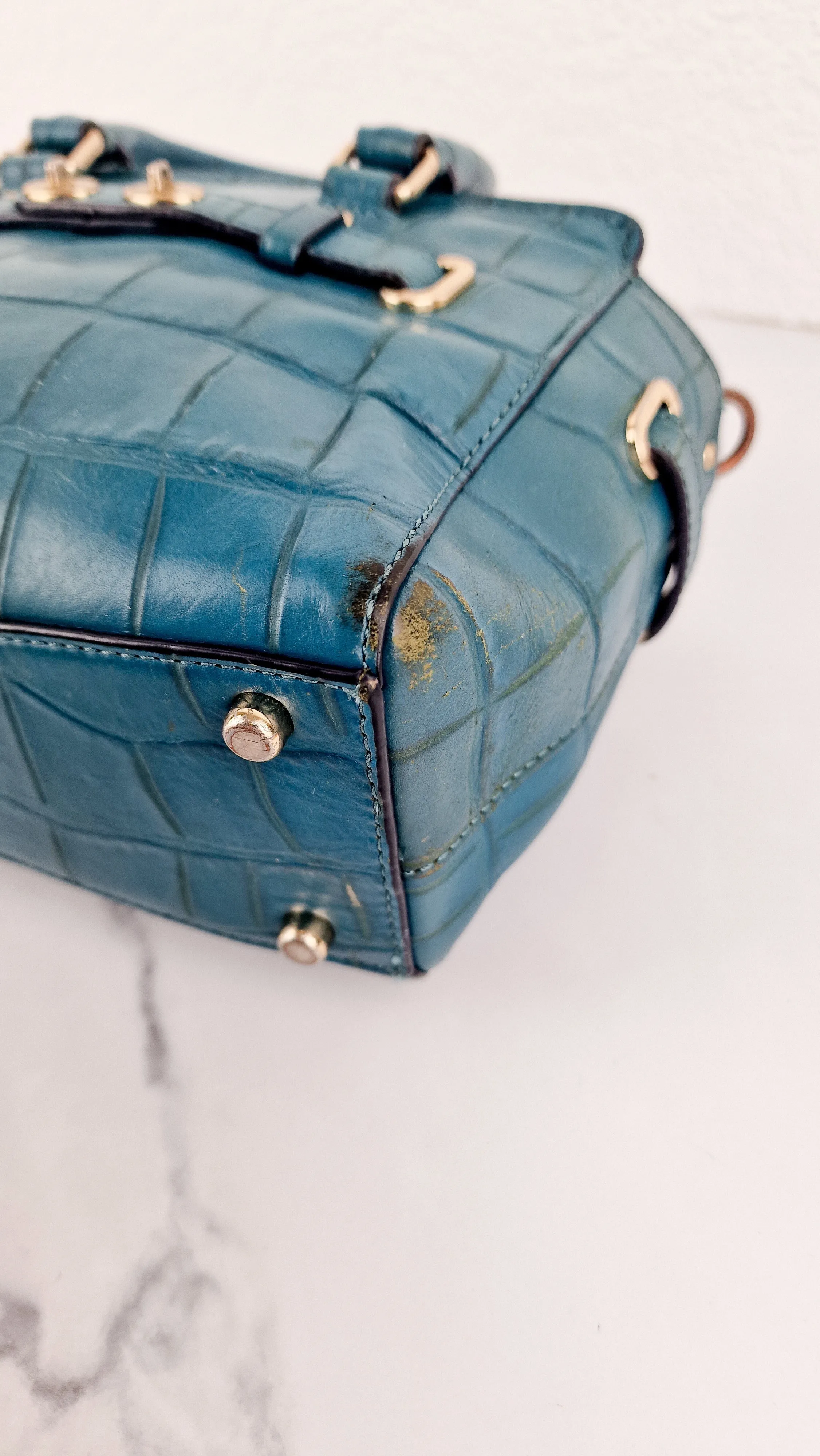 Coach Mini Blake Carryall in Teal Croc Embossed Leather - Handbag Crossbody Bag - Coach F37665