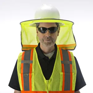 CORDOVA - Full brim Neck Shade, Polyester Mesh with reflective striping, Hi-Vis Lime