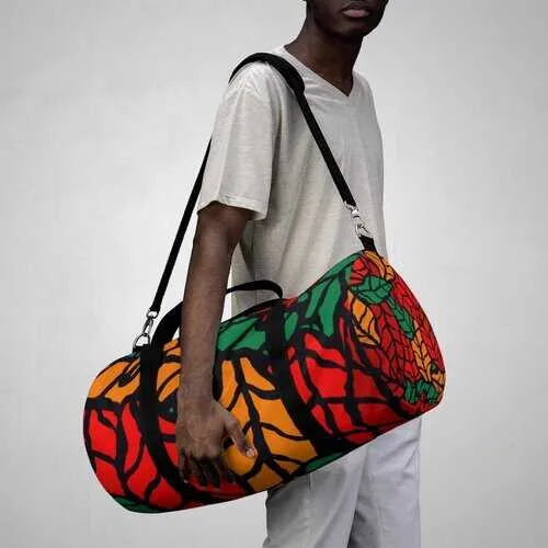 Duffel Bags, Red And Green Autumn Leaves Style Bag