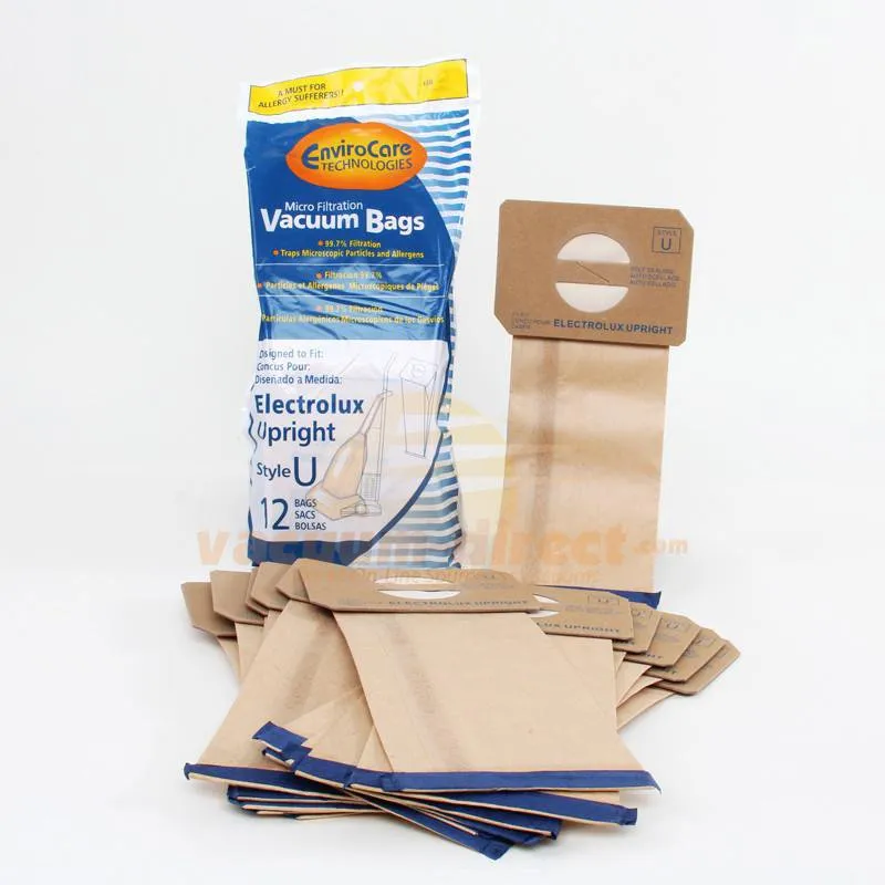 Electrolux Style U Generic 4-Ply Vacuum Bags by EnviroCare, 12 Pack #138