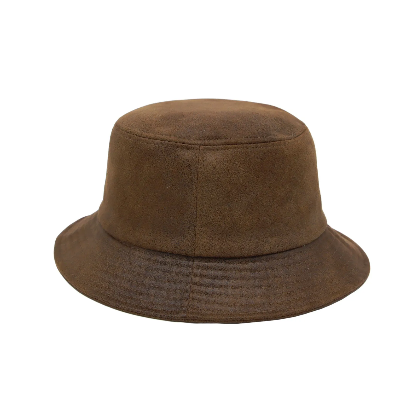 Faux Leather Packable Bucket Hat Fishing Boonie Cap YTB1356