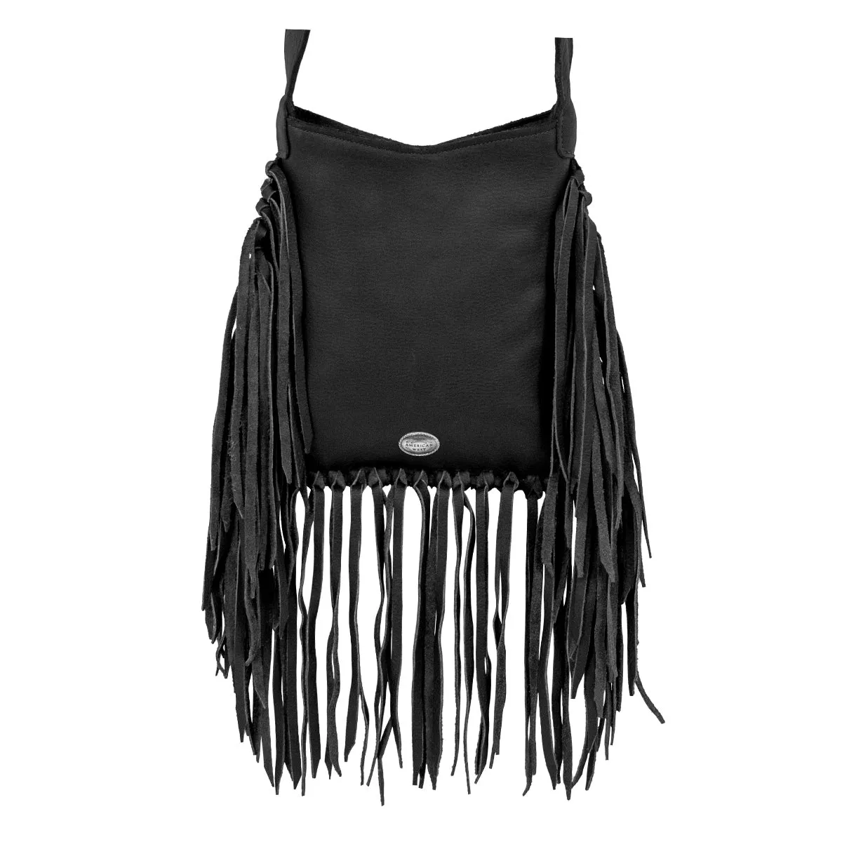 Fringed Cowgirl Flap Bag Crossbody - Black Hair on Hide