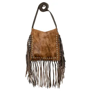 Fringed Cowgirl Messenger Crossbody - Brindle Hair on Hide