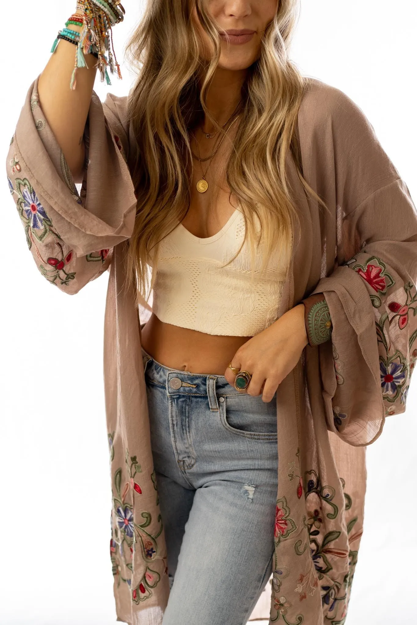 Fun in Florals Kimono - Mocha