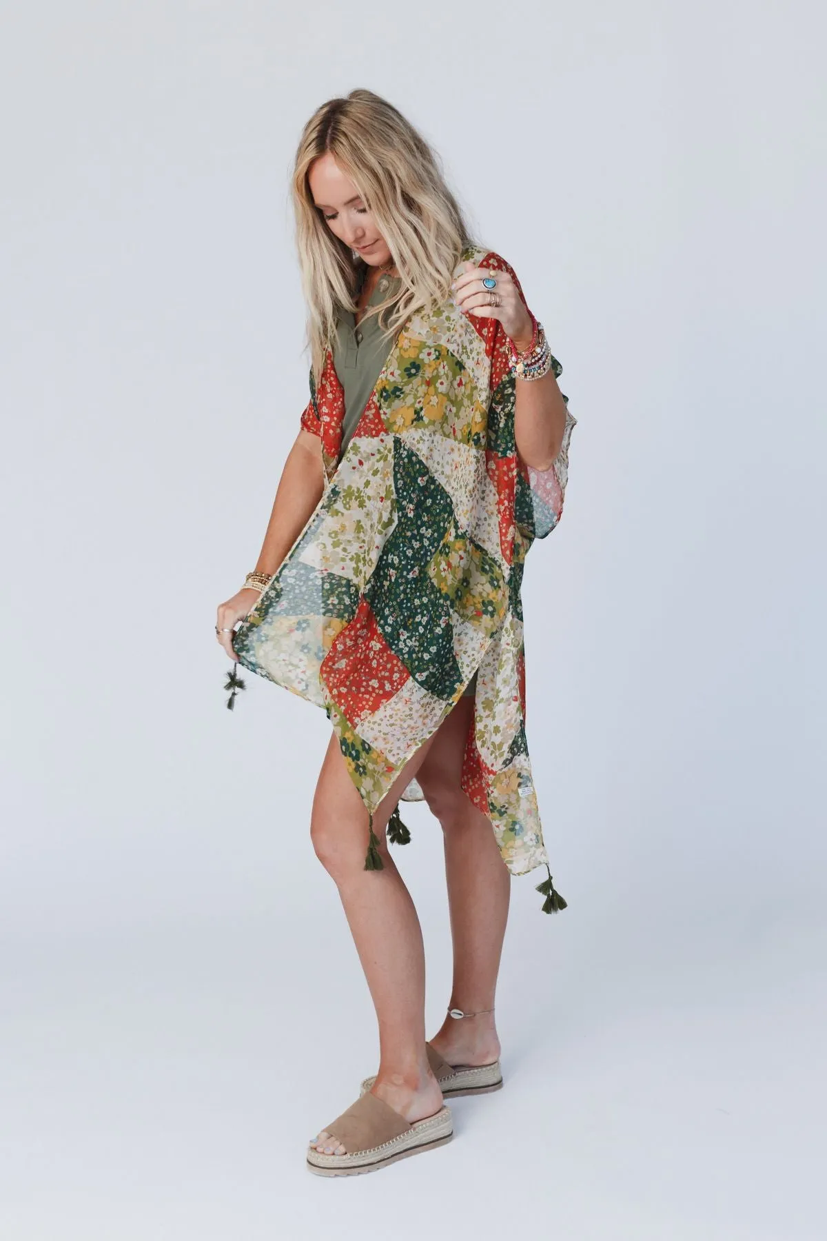 Garden Fairy Floral Kimono - Olive