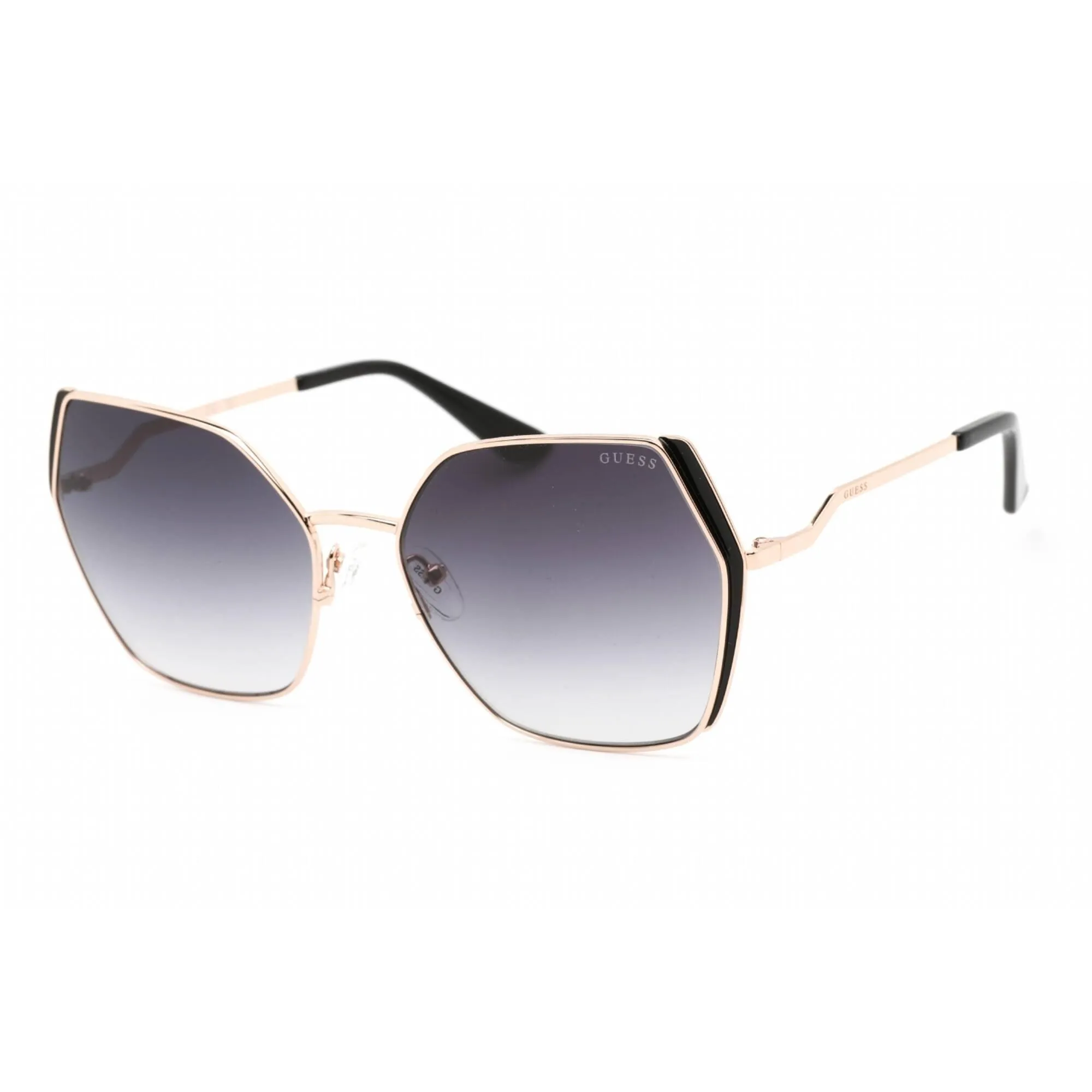 Guess Women's Sunglasses - Full Rim Shiny Rose Gold Metal Cat Eye Frame | GU7843 28B