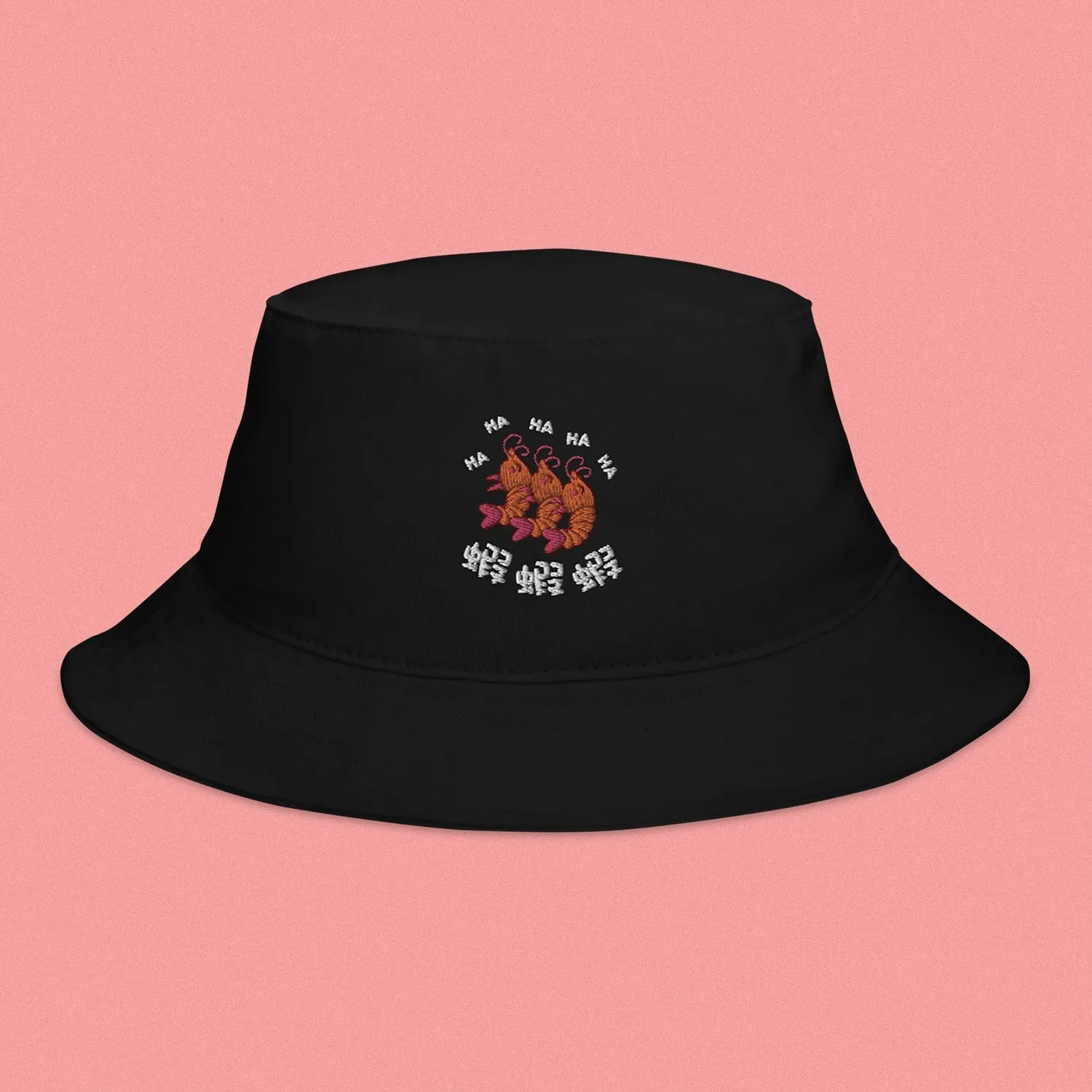 Ha Ha Ha (Shrimp) Embroidered Bucket Hat