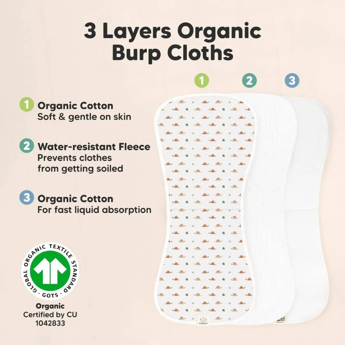 KeaBabies Urban Organic Burp Cloths - Roarsome