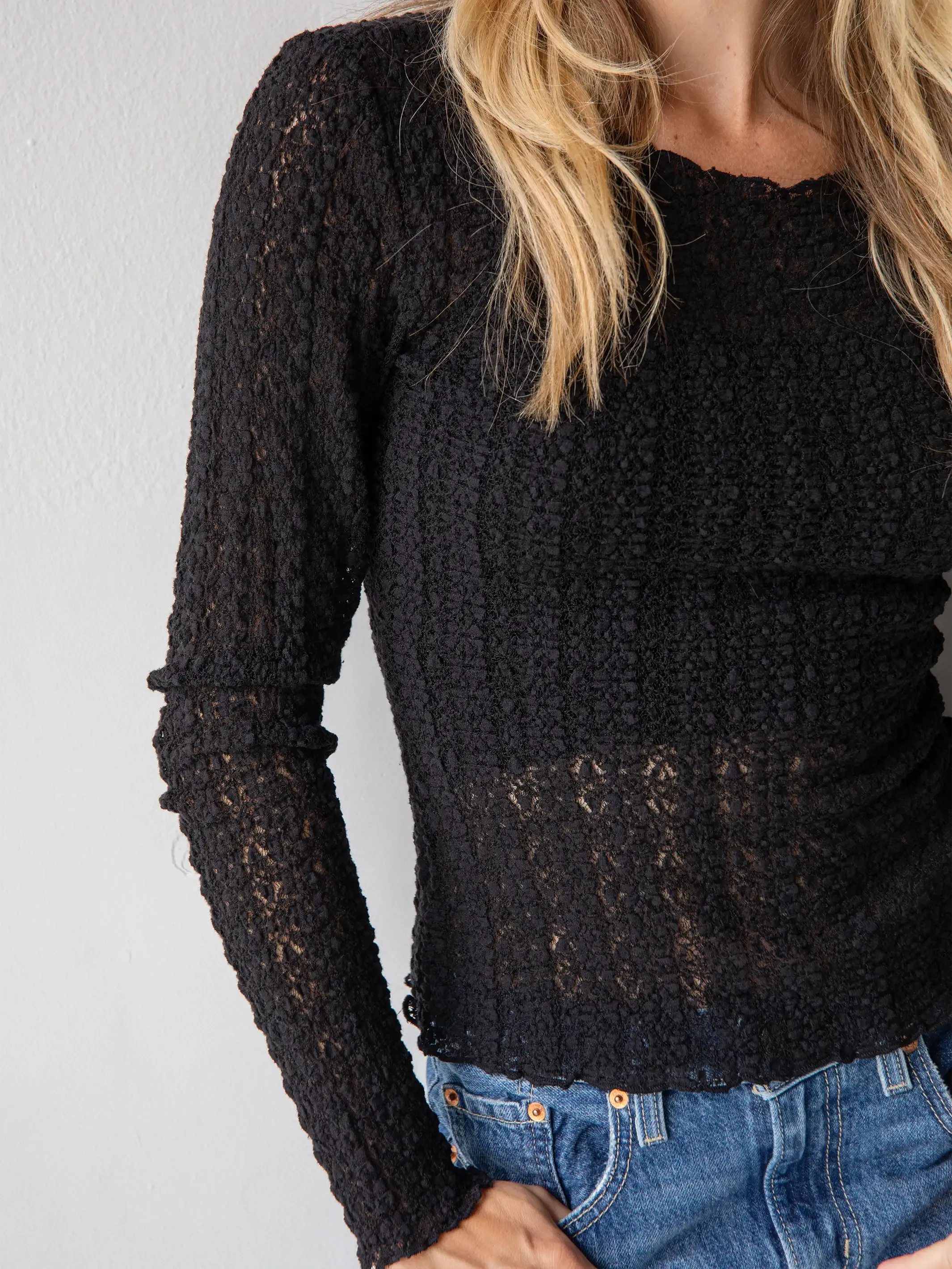 Lace Layering Top - Black