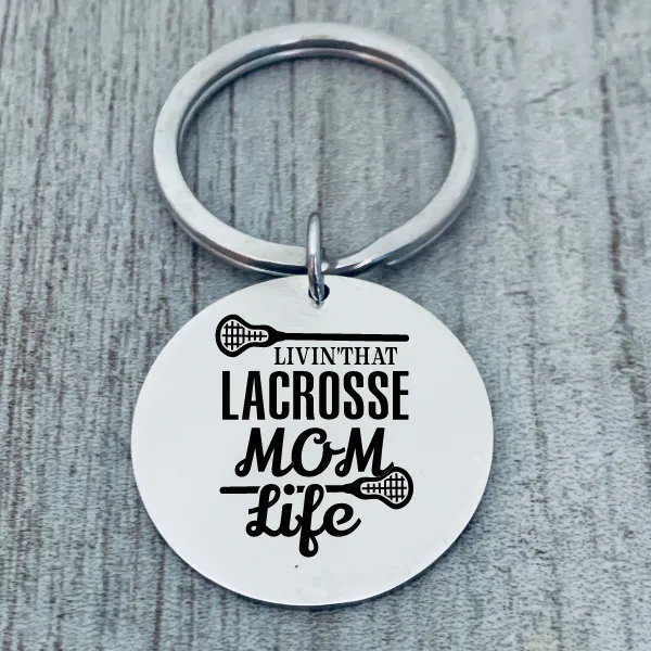 Lacrosse Mom Keychain - Round - Pick Style