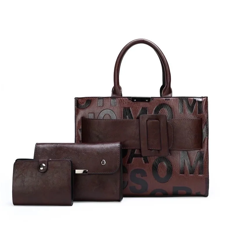 Large Pu Leather Vintage Style Bag Sets