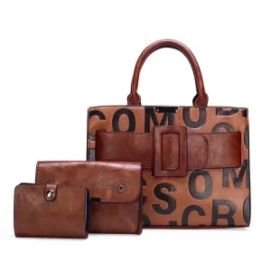 Large Pu Leather Vintage Style Bag Sets