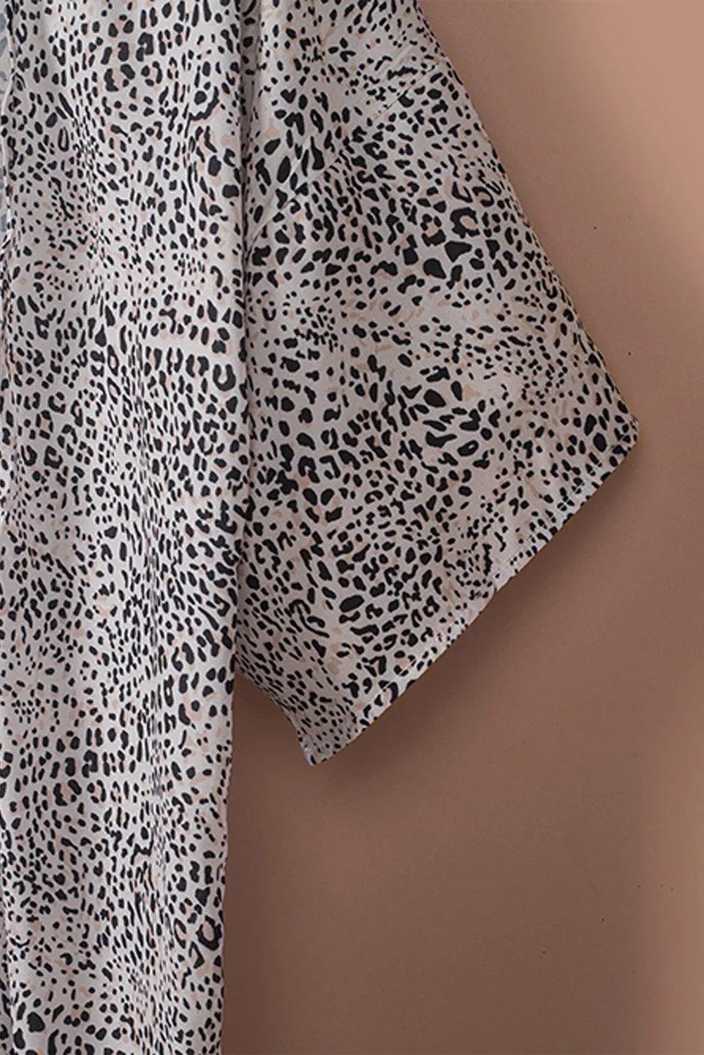 Leopard Dolman Sleeves Kimono With Slits