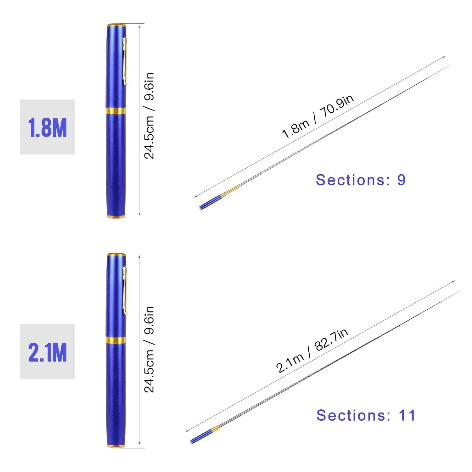 Mini Telescopic Fishing Rod 1.8m/2.1m Pocket Pen Fishing Rod Guide Rings Design Mini Fishing Pole Fishing Tool Accessories