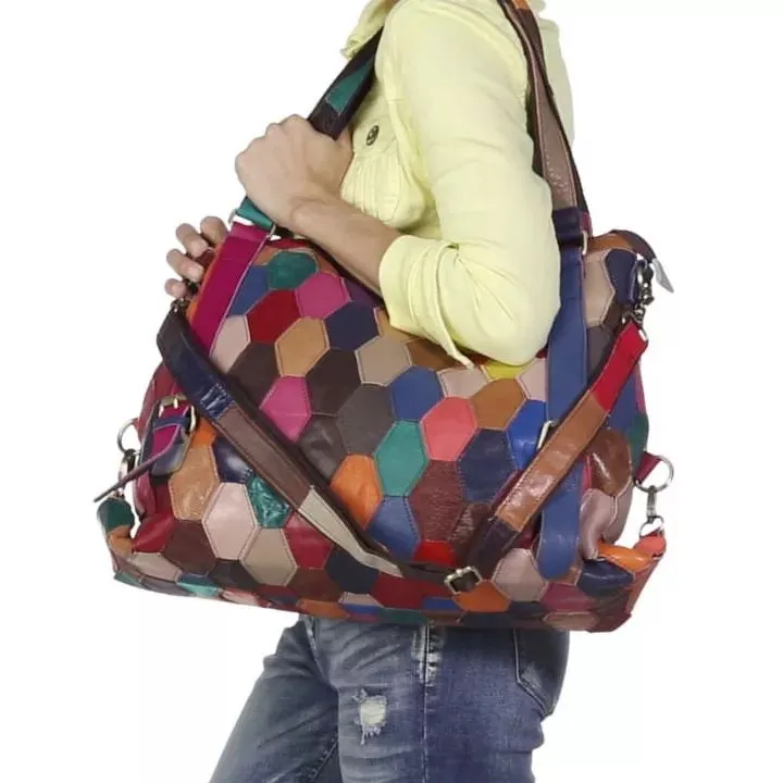 Miya leather convertible bag in patchwork style AmeriLeather AmeriLeather