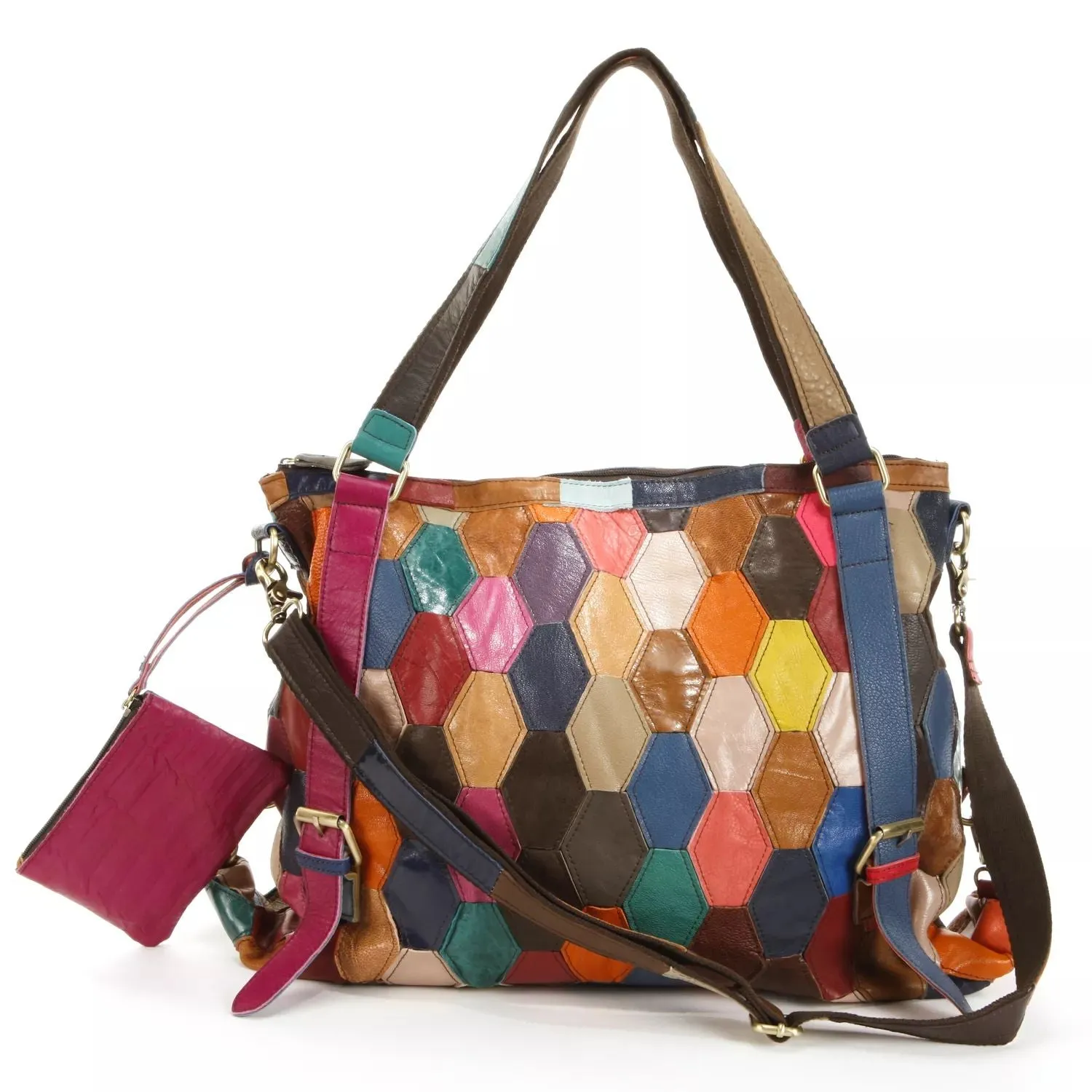 Miya leather convertible bag in patchwork style AmeriLeather AmeriLeather