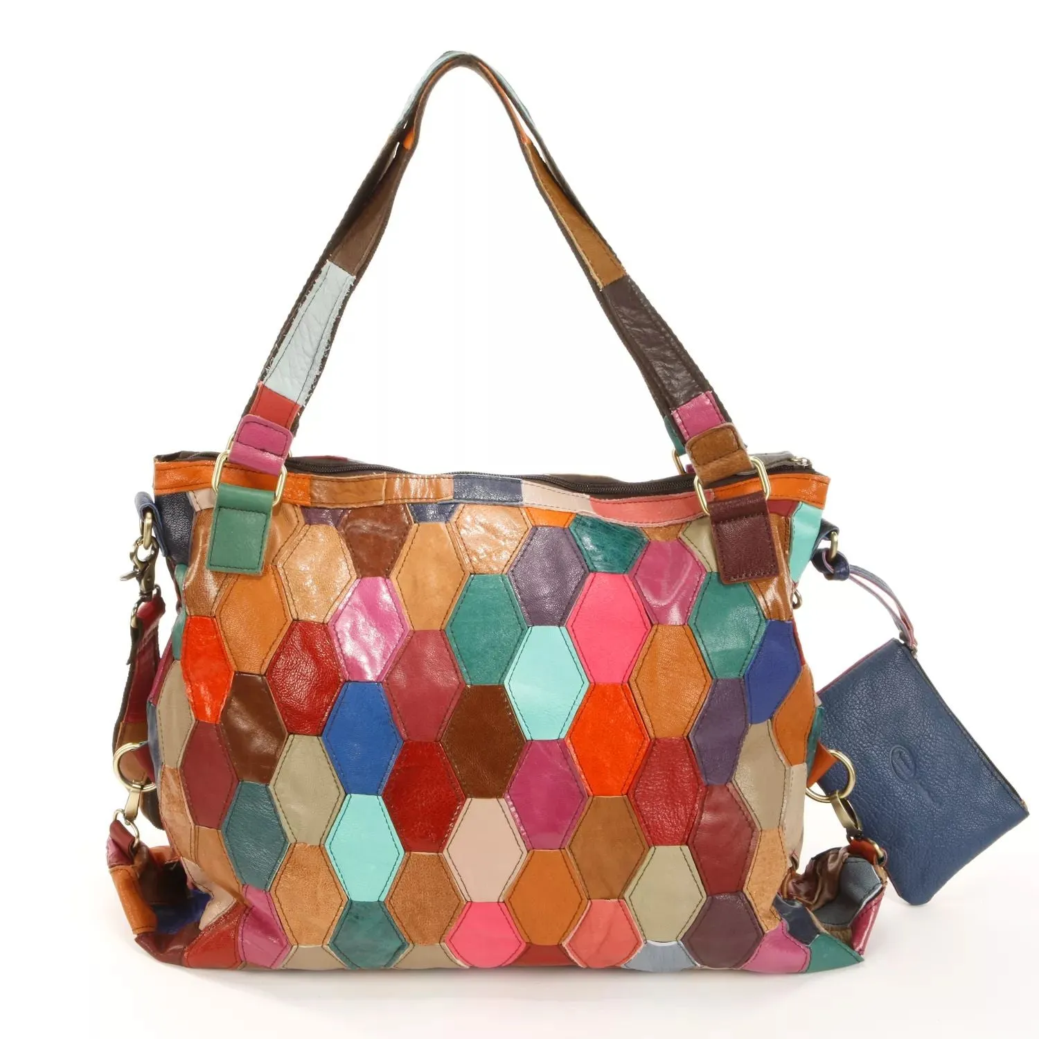 Miya leather convertible bag in patchwork style AmeriLeather AmeriLeather