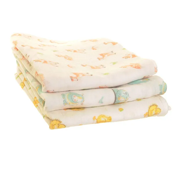 Muslin Squares 3 Pack - 'Cuddly Animals'