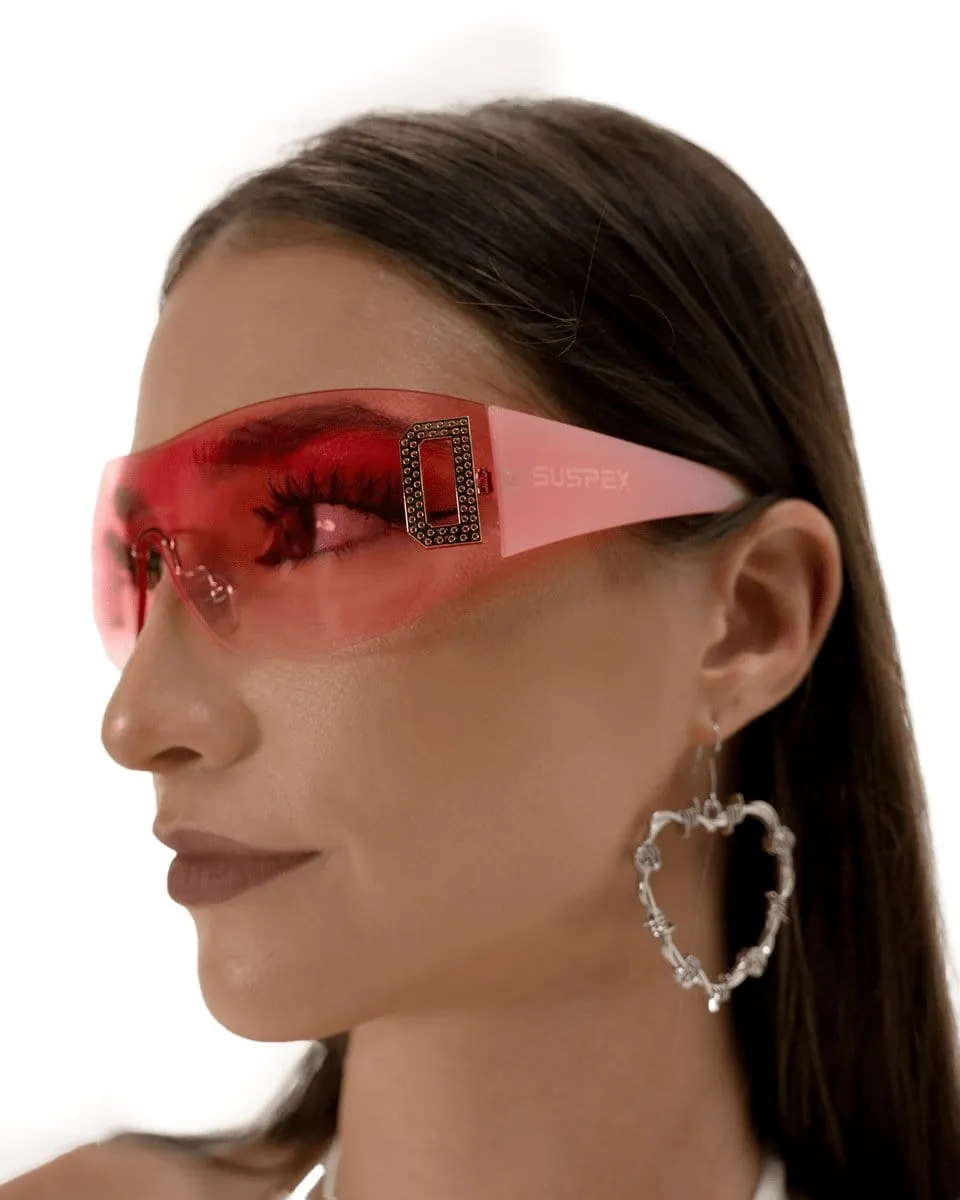 Neon Pink Shield Sunglasses