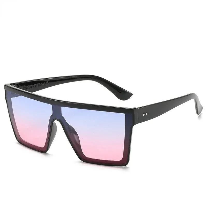 NEW 8 colors Flat Top Sunglasses Men Women Brand Designer Square Shades Gradient Sun Glasses Men Cool One Piece UV400 Mirror