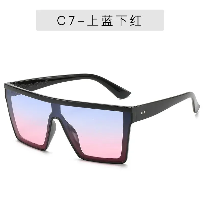 NEW 8 colors Flat Top Sunglasses Men Women Brand Designer Square Shades Gradient Sun Glasses Men Cool One Piece UV400 Mirror