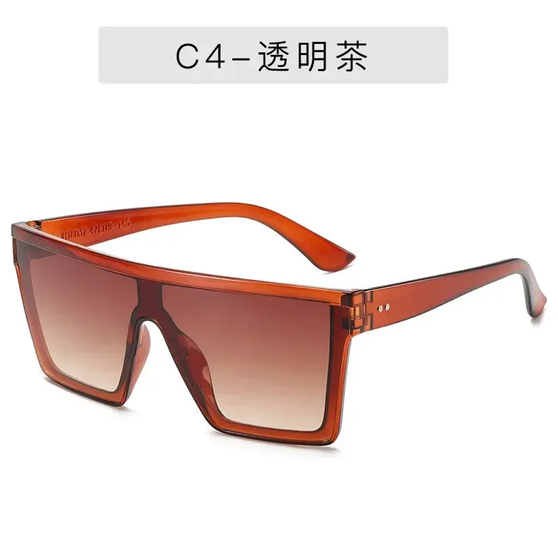 NEW 8 colors Flat Top Sunglasses Men Women Brand Designer Square Shades Gradient Sun Glasses Men Cool One Piece UV400 Mirror