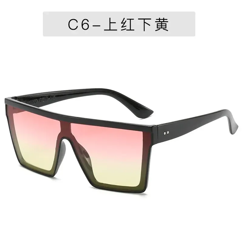 NEW 8 colors Flat Top Sunglasses Men Women Brand Designer Square Shades Gradient Sun Glasses Men Cool One Piece UV400 Mirror