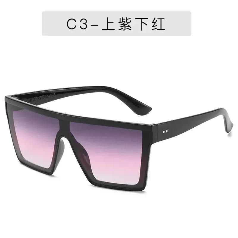 NEW 8 colors Flat Top Sunglasses Men Women Brand Designer Square Shades Gradient Sun Glasses Men Cool One Piece UV400 Mirror