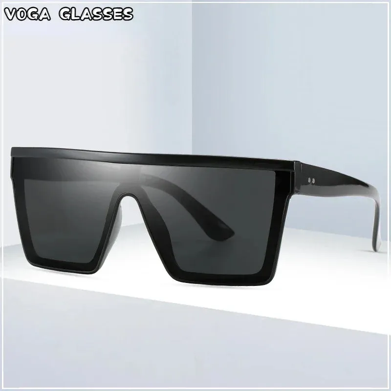 NEW 8 colors Flat Top Sunglasses Men Women Brand Designer Square Shades Gradient Sun Glasses Men Cool One Piece UV400 Mirror