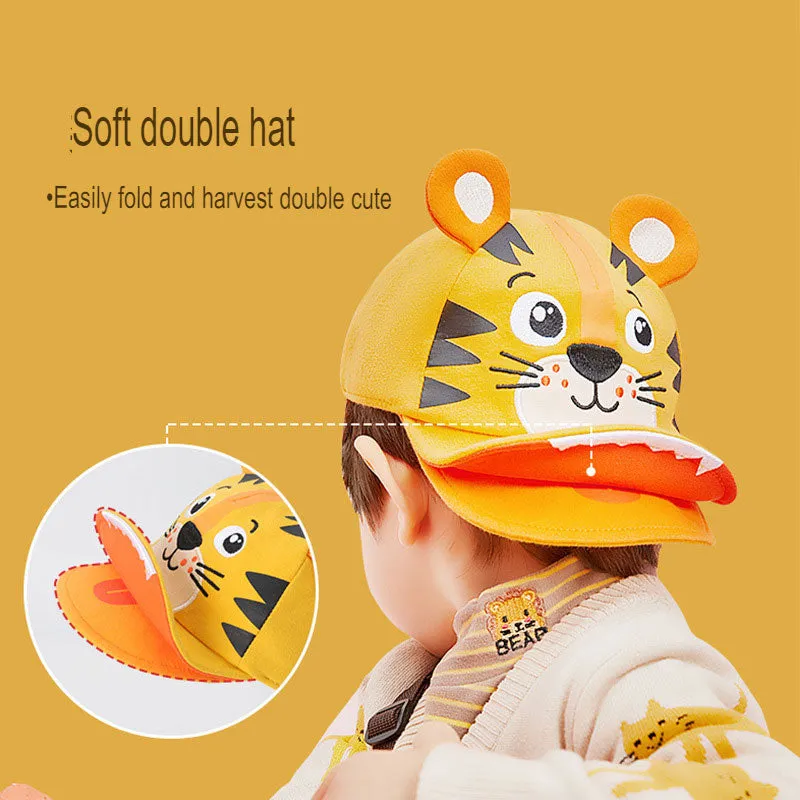 new baseball cap double brim children's peaked cap for boys and girls flip-up brim hat baby sun hat