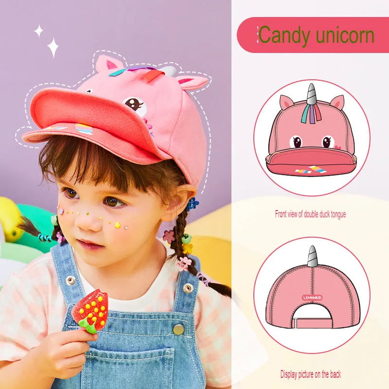 new baseball cap double brim children's peaked cap for boys and girls flip-up brim hat baby sun hat