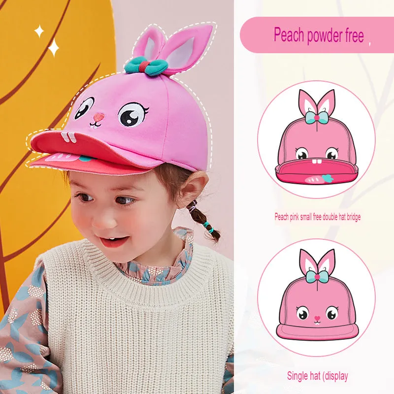 new baseball cap double brim children's peaked cap for boys and girls flip-up brim hat baby sun hat