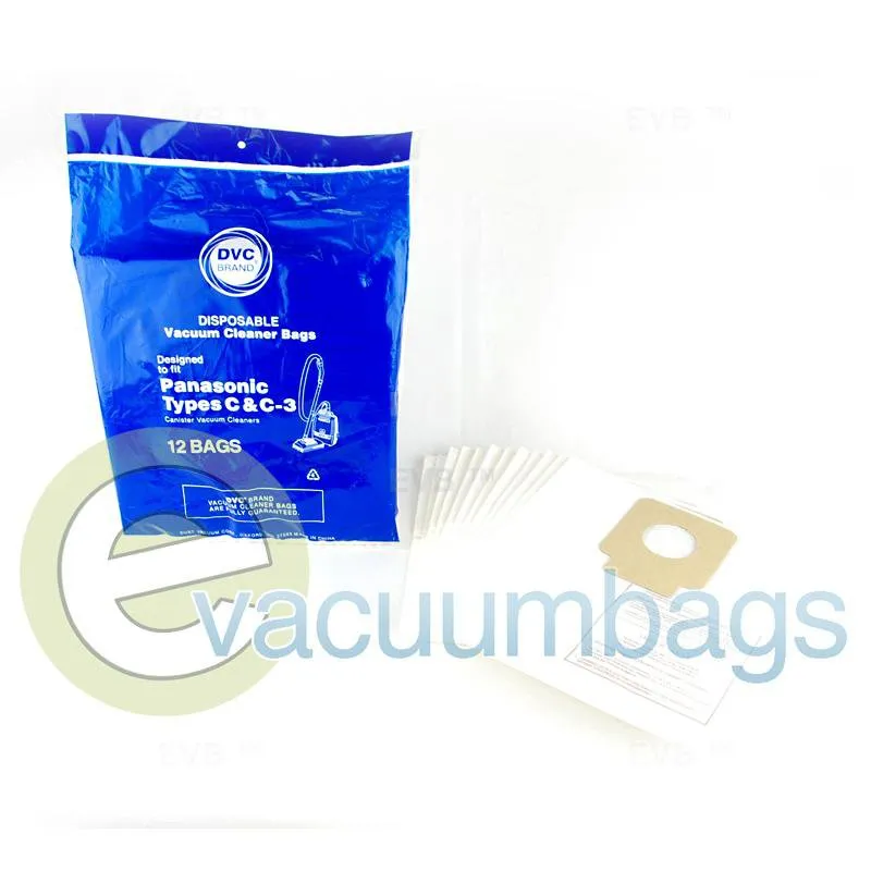 Panasonic Style C / C-3 Canister Paper Vacuum Bags by DVC, 12 Pack #409960