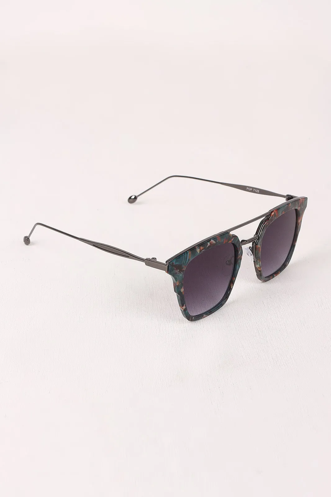 Plastic Frame Double Bridge Cat Eye Sunglasses