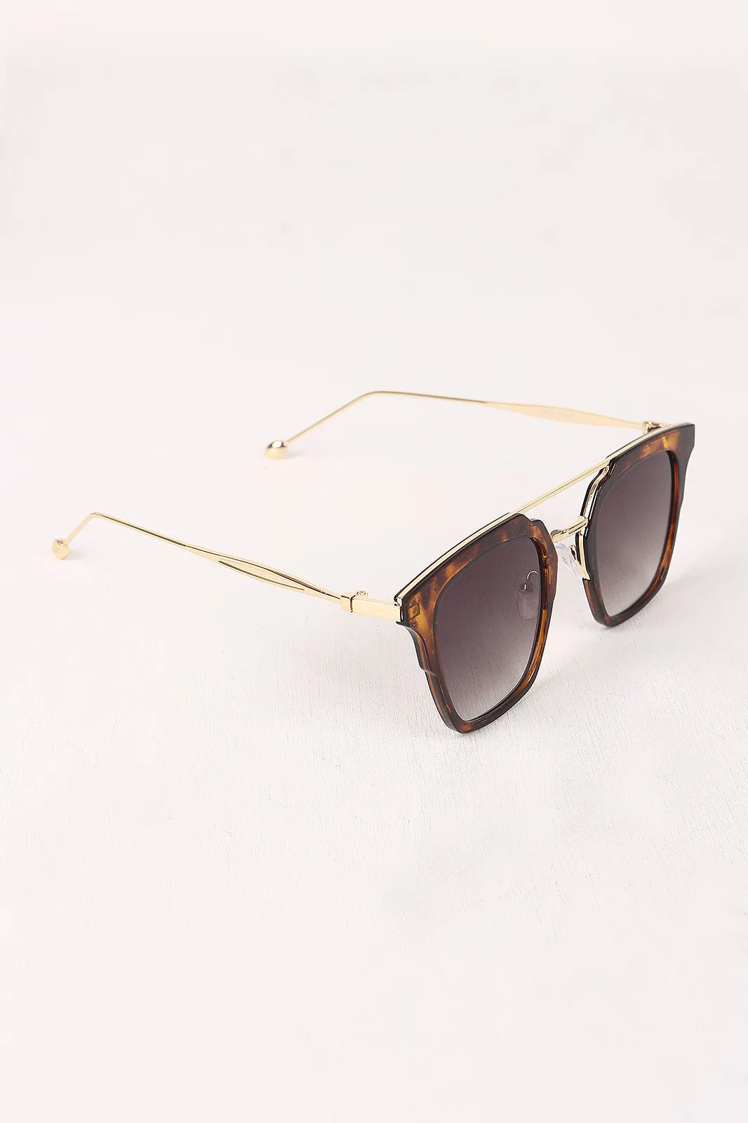 Plastic Frame Double Bridge Cat Eye Sunglasses