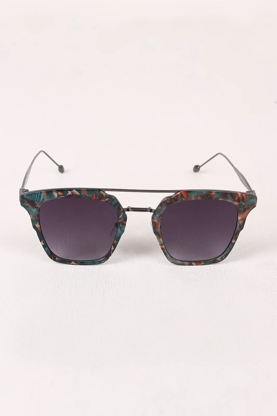 Plastic Frame Double Bridge Cat Eye Sunglasses