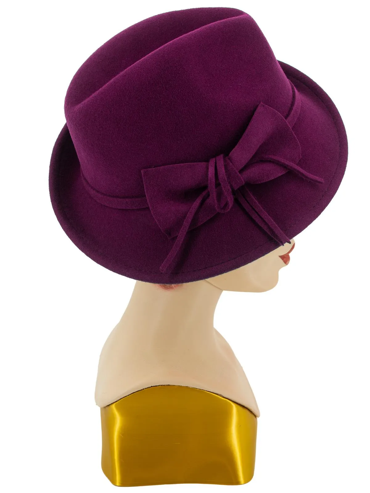 Plum 1940s Style Wool Felt Trilby Hat