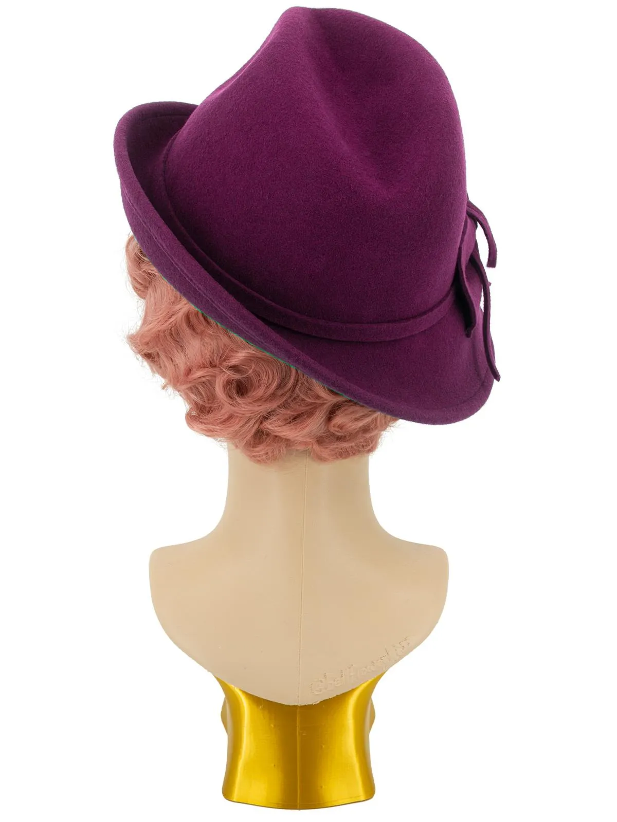 Plum 1940s Style Wool Felt Trilby Hat